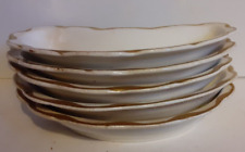 Lot of 5 Unmarked Porcelain or China Bone Dishes White with 22k Gold Trim picture