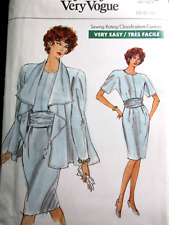 Vogue Pattern 7693 Sizes 6 - 10 Misses Easy Jacket Dress Sash 1990 Uncut VTG picture