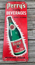 Vintage Perry’s Ginger Ale Tin Tacker Sign Door Push Perry’s Beverages picture