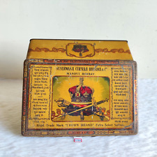 1940 Vintage Crown Brand Saffron Advertising Litho Tin Box Old Collectible T1431 picture