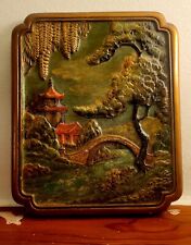 Antique Kraftrok Rich-Craft Wooden Wall-Hanging (8.5 x 10) - Asian Scene picture