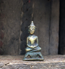 Seated Buddha Figurine In Antique Brass picture