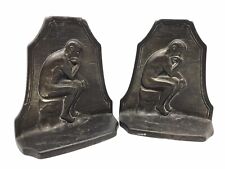 Pair of 1929 Connecticut Foundry “The Thinker” Heavy Metal Bookends picture