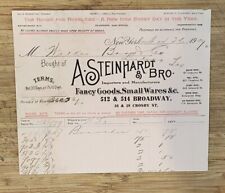 1909 Billhead New York City A Steinhardt & Bro Fancy Small Goods Texas Luling picture