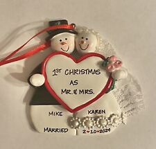 Personalized Snowman Wedding Couple Christmas Ornament picture