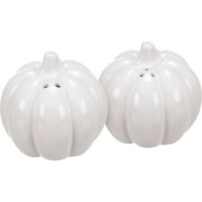 Elegant White Pumpkins Fall Thanksgiving Salt and Pepper Shakers Stoneware picture