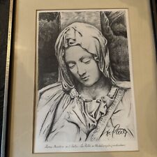 Antique Italy  Charcoal Michelangelo Pieta Madonna Sixth Sorrow Pr.  Framed RARE picture