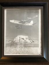 Vintage 1954 Boeing 367-80 (Boeing 707) Over Mt. Rainier. Framed Press Photo picture