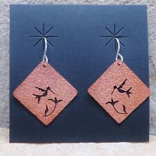 Santo Domingo-Native American-Copper HUMMINGBIRD Design Earrings-Jeremy Rosetta picture