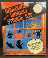 Vintage Aaron’s Halloween Window Stencil Kit - Ghost Pumpkin Cemetery + Powders picture