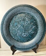 Vintage Felix Tissot Ceramica Taxco Mexico Folk Art Blue Fantasia  Plate 16” picture