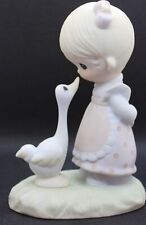 1978 Precious Moments Make a Joyful Noise Girl Duck Porcelain Figurine #E-1374/G picture
