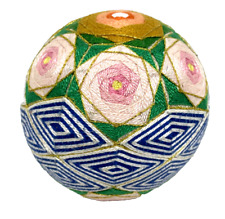 VTG Japanese Traditional Temari Handball Thread Ball 4.5 in Floral Handmade picture