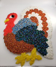 Vintage Plastic Popcorn Thanksgiving Turkey Wall Hanging 21in picture