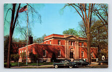 Chrome Postcard Greenfield MA Massachusetts Post Office Old 1950s Cars picture
