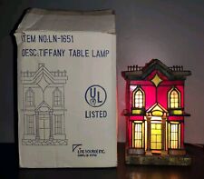 LITE SOURCE LIGHTED TIFFANY Style STAINED GLASS TABLE LAMP HOUSE LN-1651 picture