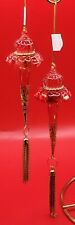 Red Acrylic drop Ornaments Jewel Beaded Accents Red/Gold Set Of 2 picture