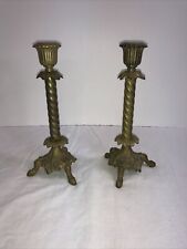 Pair of  Ornate Metal Victorian Era Candlesticks picture