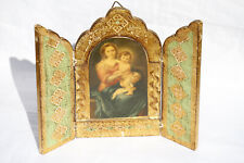 Vintage Florentine Icon Gold Gilt Triptych Italy Wood Madonna and Child picture