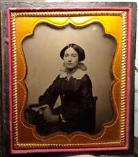 Vintage Old Ambrototype Photo of Pretty Victorian American Woman + Full Case picture
