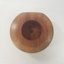 Mid Century Modern Wooden Candle Holder Rounded Scandinavian Style Wood MCM VTG picture