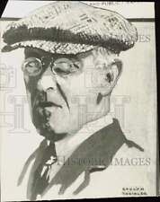 1929 Press Photo Portrait of Woodrow Wilson in Golf Cap by Adolph Treidler picture