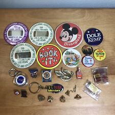 Vintage LOT x25 Pieces Pins Pinbacks Buttons Keychains Olympics Disney NBA AFSA picture