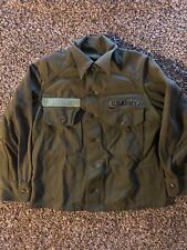 Vintage US Army Green Wool Field Shirt Button Up 2 Pocket Mens Size Medium picture