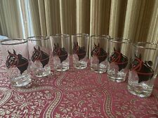 7 Federal Black Horse Equestrian Jockey Derby Highball Glasses picture