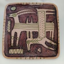 MCM Italian Art Pottery Guido Gambone Mid Century Pottery Tray Plate Two Goats picture