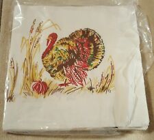 Vintage Reed's Rembrandt Line Large Paper Thanksgiving Turkey Napkins Lot of 7 picture