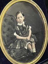 ANTIQUE DAGUERREOTYPE PHOTOGRAPH, YOUNG GIRL IN PLAID DRESS (WITH CASE) picture