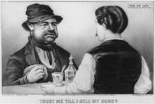 Trust me till I sell my dorg?,c1873,Tods are Cash,Currier & Ives Photo,men,glass picture