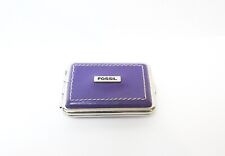 Fossil Genuine Leather Pill Box Case Purple Two Compartments Small Pill Holder picture