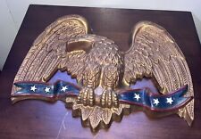 Vintage American Bald Eagle Patriotic Gold Wall Plaque Cast Polyurethane FoamEUC picture