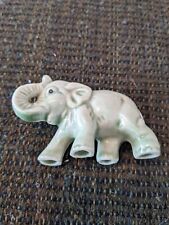 Vintage Japan Green Ceramic Trunk Up Lucky Elephant Figurine 1.75”x2.5” picture