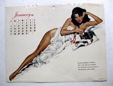Authentic January 1952 Chiriaka Pinup Girl Calendar Page Flirty Brunette picture