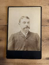 Cabinet Card c1890s Man Handlebar Mustache Plaid Coat Location Unknown picture
