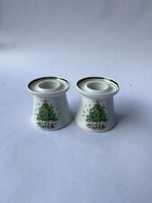 Vintage Christmas Eve Taper Candle Holder Set of 2 Porcelain Fine China Taiwan picture
