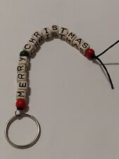 Merry Christmas Block Letter Beaded Strand Keyring Charm Accessory picture