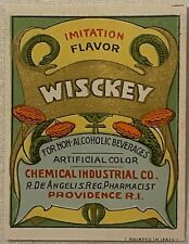 Antique Vintage Wisckey Whiskey Flavor Pharmacy Label, Providence, RI 1920s picture