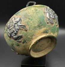 Ancient Near Eastern Hellenistic Greek Antiquities Bronze Vessel Inlaid Silver  picture