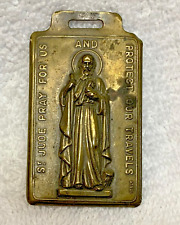 Vintage St. Jude Pray For Us And  Protect Our Travels, Watch Fob, Baggage Tag picture