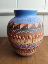 Unique Native American Navajo Hand Etched Gecko Pottery Vase   Vintage 6 inch picture