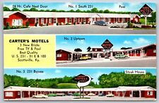 Roadside~Scottsville Kentucky~Carters Motels South Uptown & Bypass~Vtg Postcard picture