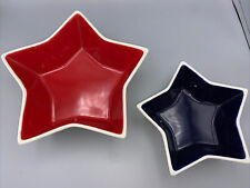Set/2 TAG Red White Blue Star Shape Ceramic Serving Dishes Memorial Day July 4th picture