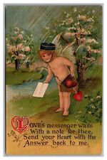 Postcard Valentine's Day Cupid Messenger Delivery Boy c1910s O19 picture