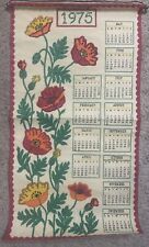 1975 Vintage Retro Felt Sequin Flowers Calendar Multi Colored Hangable picture