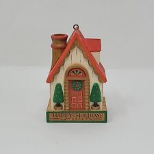 1977 Hallmark Yesteryear Happy Holidays Vintage House Cottage Ornament picture