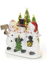 Christmas Snowman Decor - LED Lighted Figurines Trio, Festive Indoor Fiber Optic picture